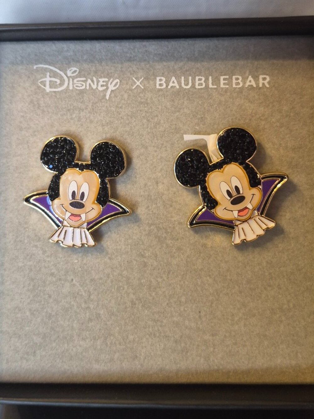 NEW in Box Disney X BaubleBar Halloween Mickey Mouse Vampire Stud Earrings